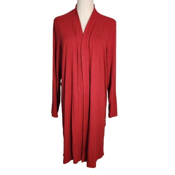 J Jill Wearever Collection Red Stretch Knit Cardigan Jacket Womens Size L - Picture 1 of 11